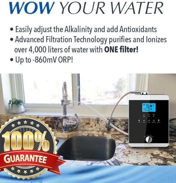 Ionizzatore d'Acqua Alcalina PH 3-11, Fino a -800 mV ORP, 8000 Litri